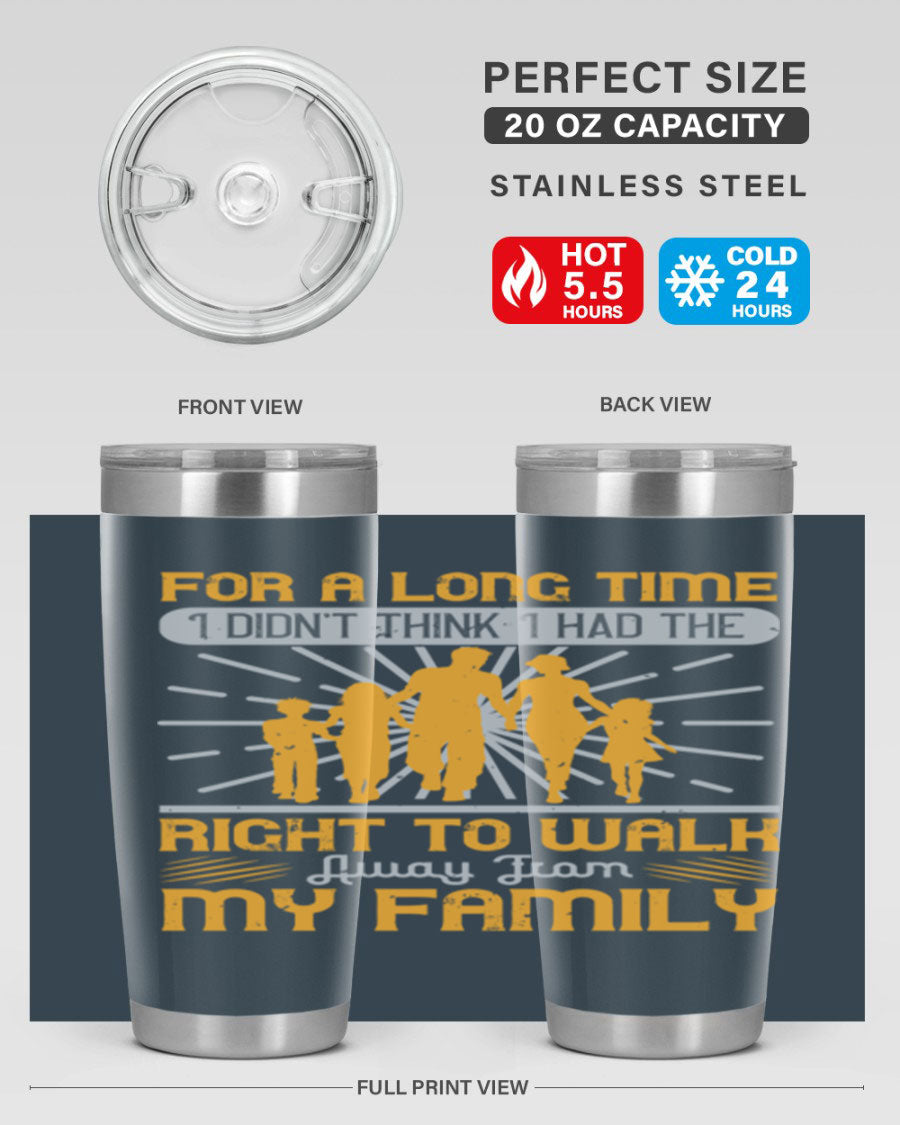 A stylish 20oz stainless steel tumbler with a heartfelt message, featuring double wall vacuum insulation and a drink-thru lid.