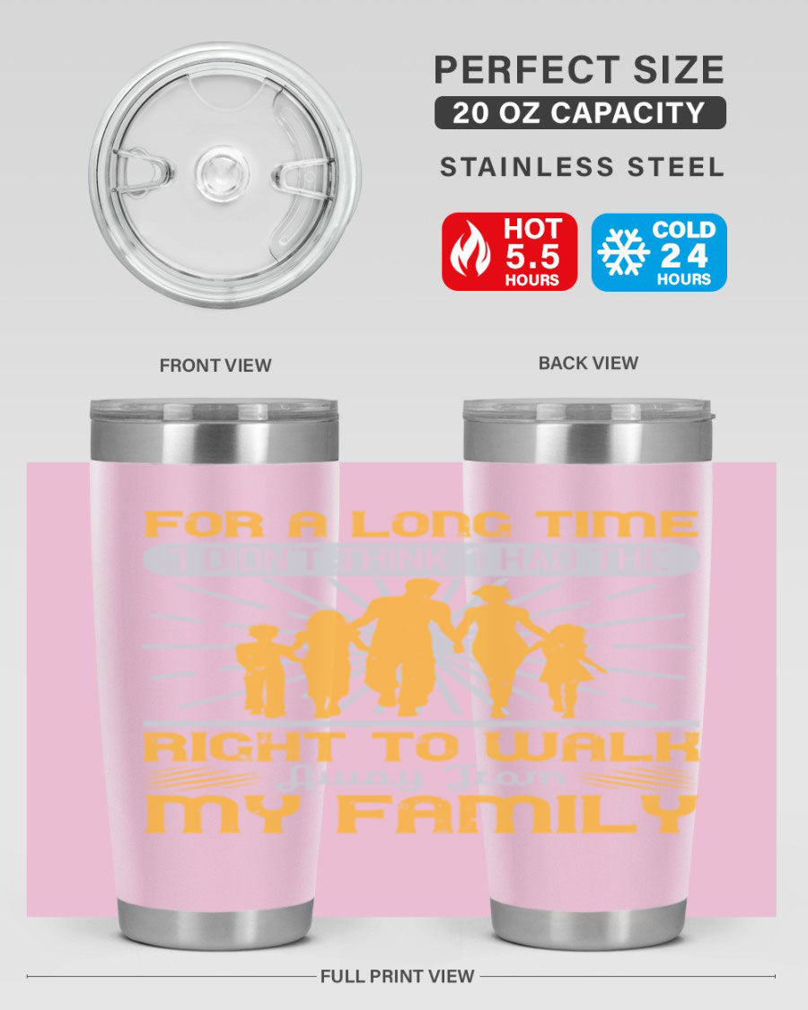 A stylish 20oz stainless steel tumbler with a heartfelt message, featuring double wall vacuum insulation and a drink-thru lid.