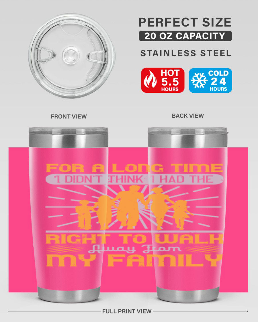 A stylish 20oz stainless steel tumbler with a heartfelt message, featuring double wall vacuum insulation and a drink-thru lid.