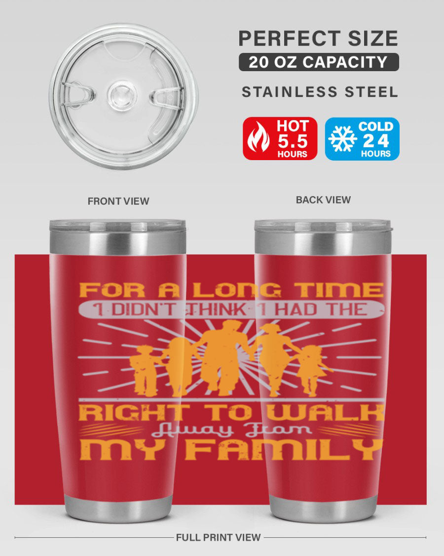 A stylish 20oz stainless steel tumbler with a heartfelt message, featuring double wall vacuum insulation and a drink-thru lid.