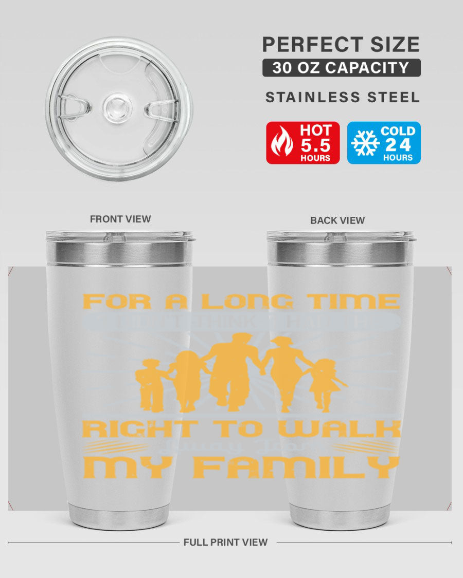 A stylish 20oz stainless steel tumbler with a heartfelt message, featuring double wall vacuum insulation and a drink-thru lid.