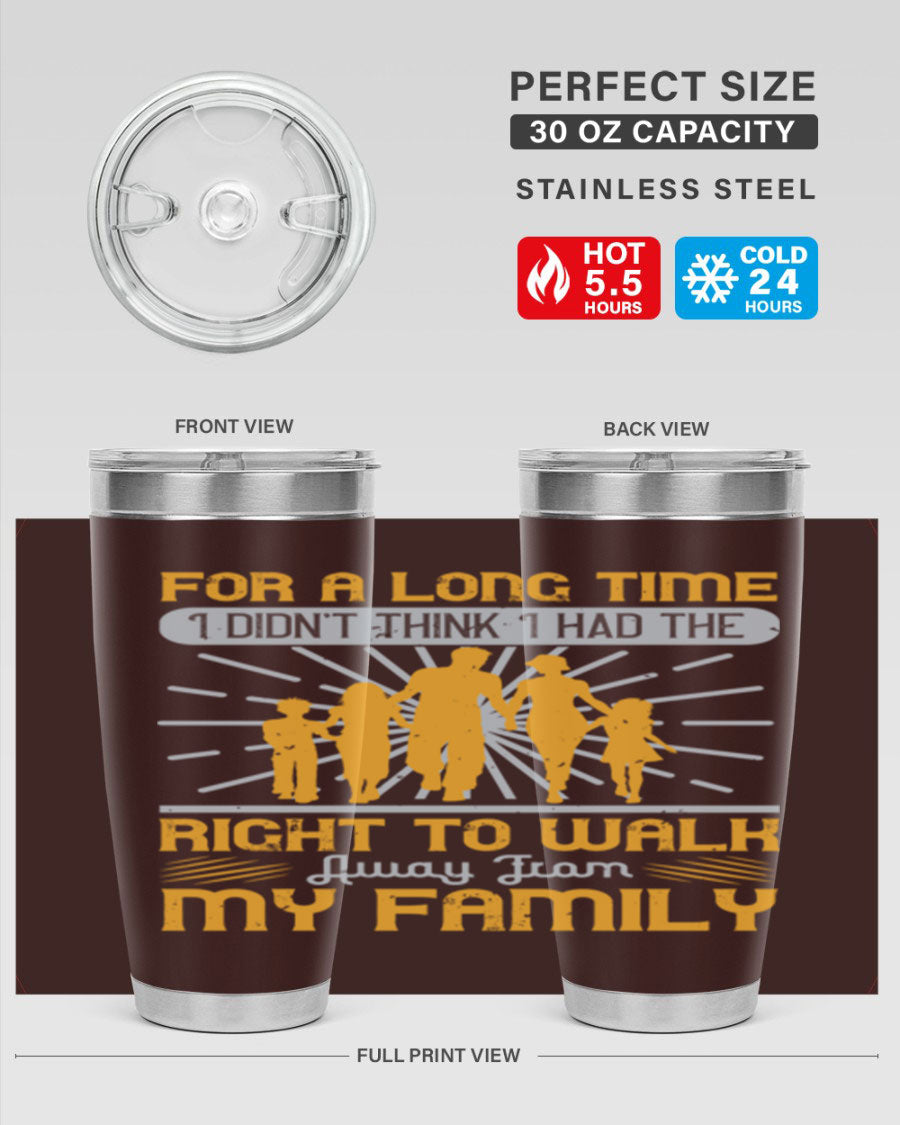 A stylish 20oz stainless steel tumbler with a heartfelt message, featuring double wall vacuum insulation and a drink-thru lid.