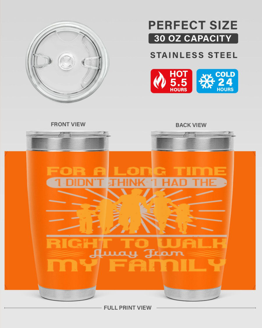A stylish 20oz stainless steel tumbler with a heartfelt message, featuring double wall vacuum insulation and a drink-thru lid.