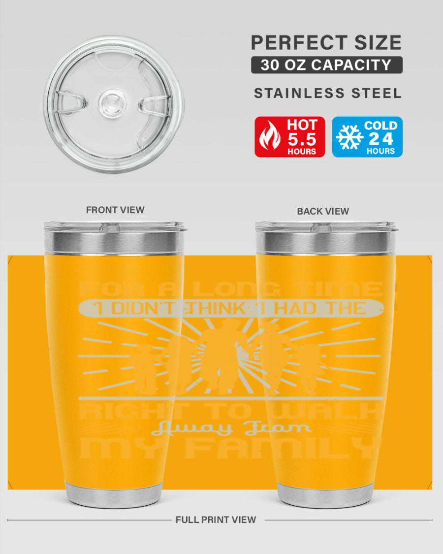 A stylish 20oz stainless steel tumbler with a heartfelt message, featuring double wall vacuum insulation and a drink-thru lid.