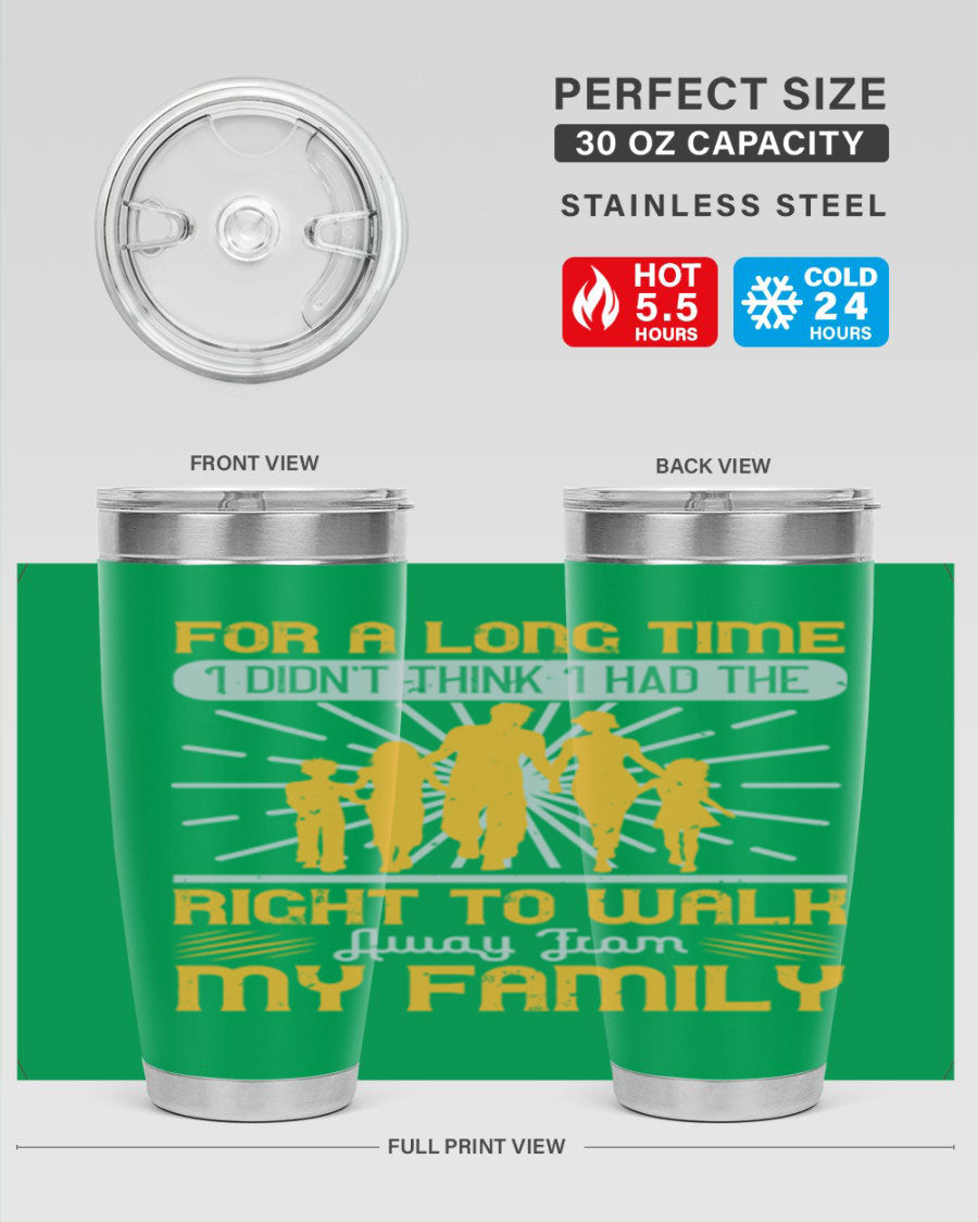 A stylish 20oz stainless steel tumbler with a heartfelt message, featuring double wall vacuum insulation and a drink-thru lid.