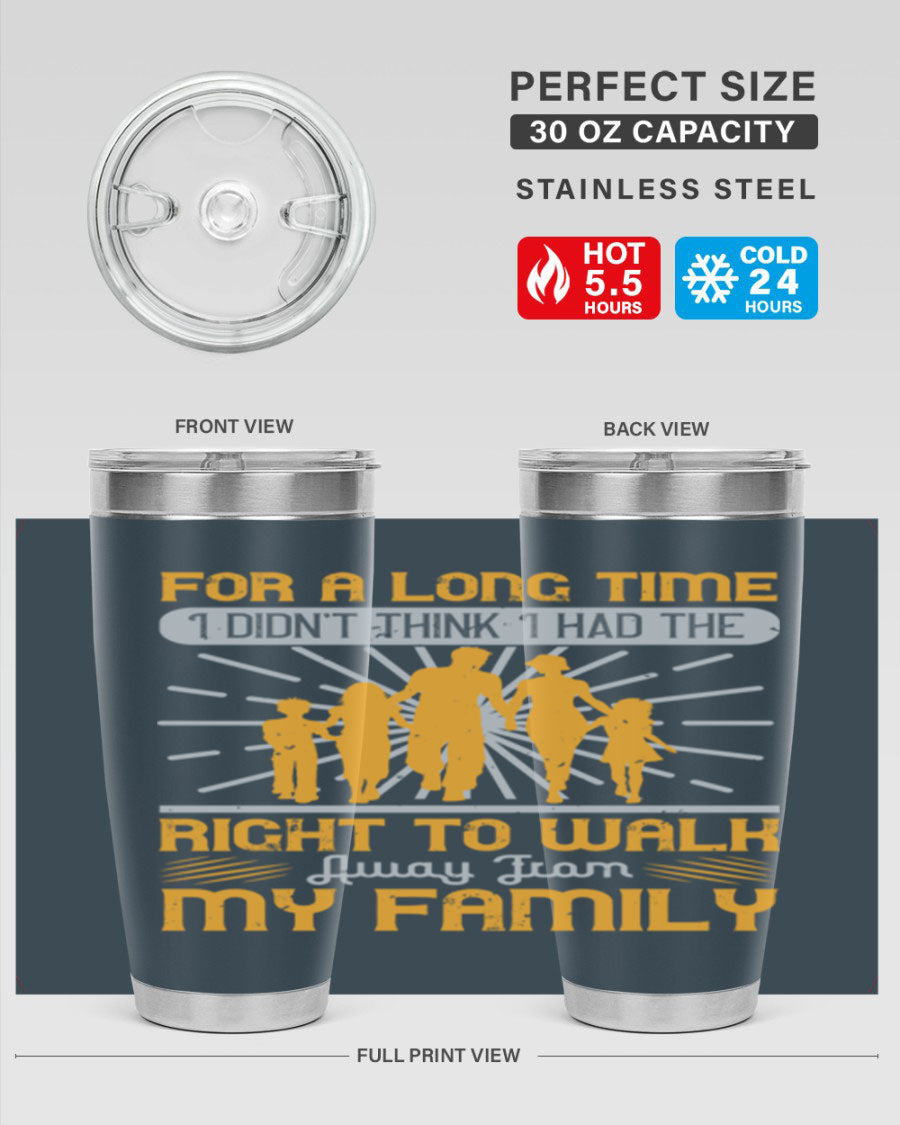 A stylish 20oz stainless steel tumbler with a heartfelt message, featuring double wall vacuum insulation and a drink-thru lid.