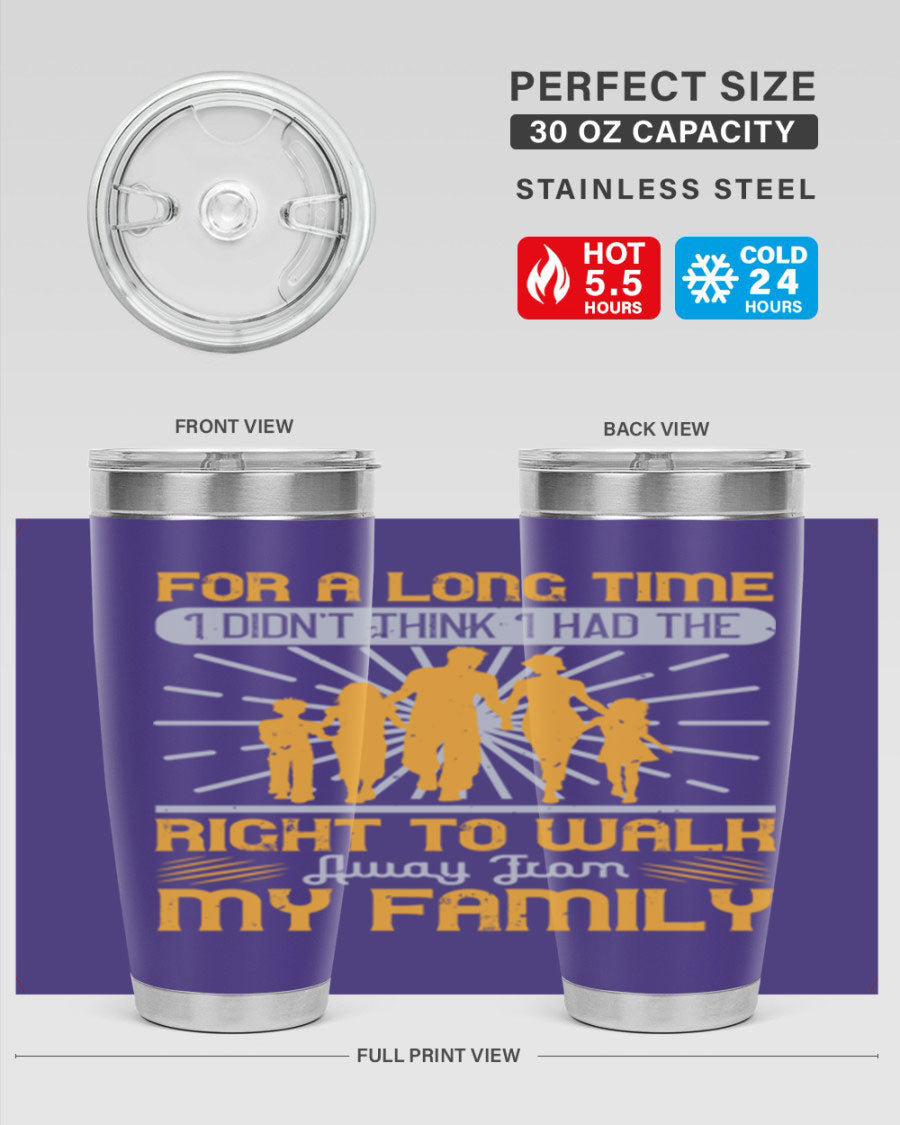 A stylish 20oz stainless steel tumbler with a heartfelt message, featuring double wall vacuum insulation and a drink-thru lid.