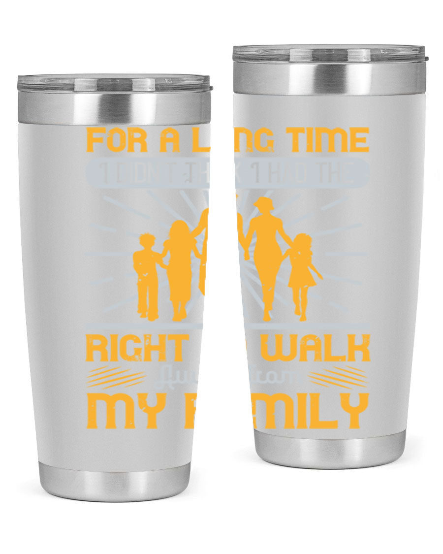 A stylish 20oz stainless steel tumbler with a heartfelt message, featuring double wall vacuum insulation and a drink-thru lid.