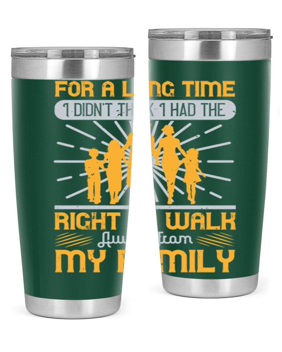 A stylish 20oz stainless steel tumbler with a heartfelt message, featuring double wall vacuum insulation and a drink-thru lid.