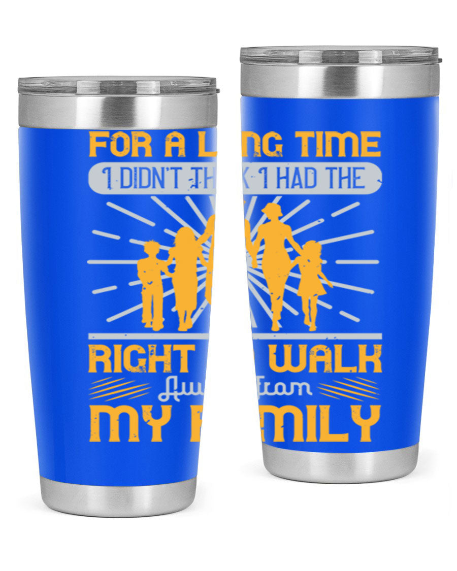 A stylish 20oz stainless steel tumbler with a heartfelt message, featuring double wall vacuum insulation and a drink-thru lid.