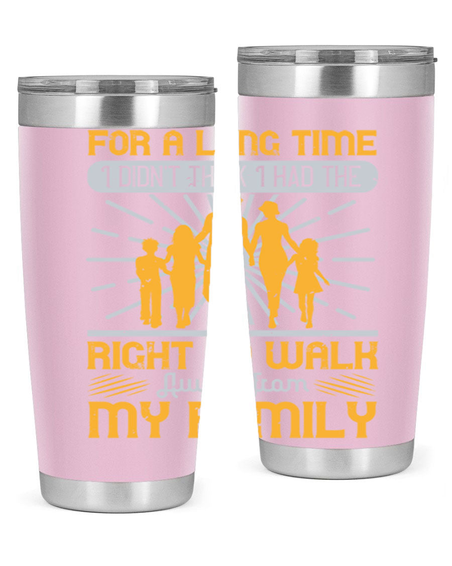A stylish 20oz stainless steel tumbler with a heartfelt message, featuring double wall vacuum insulation and a drink-thru lid.