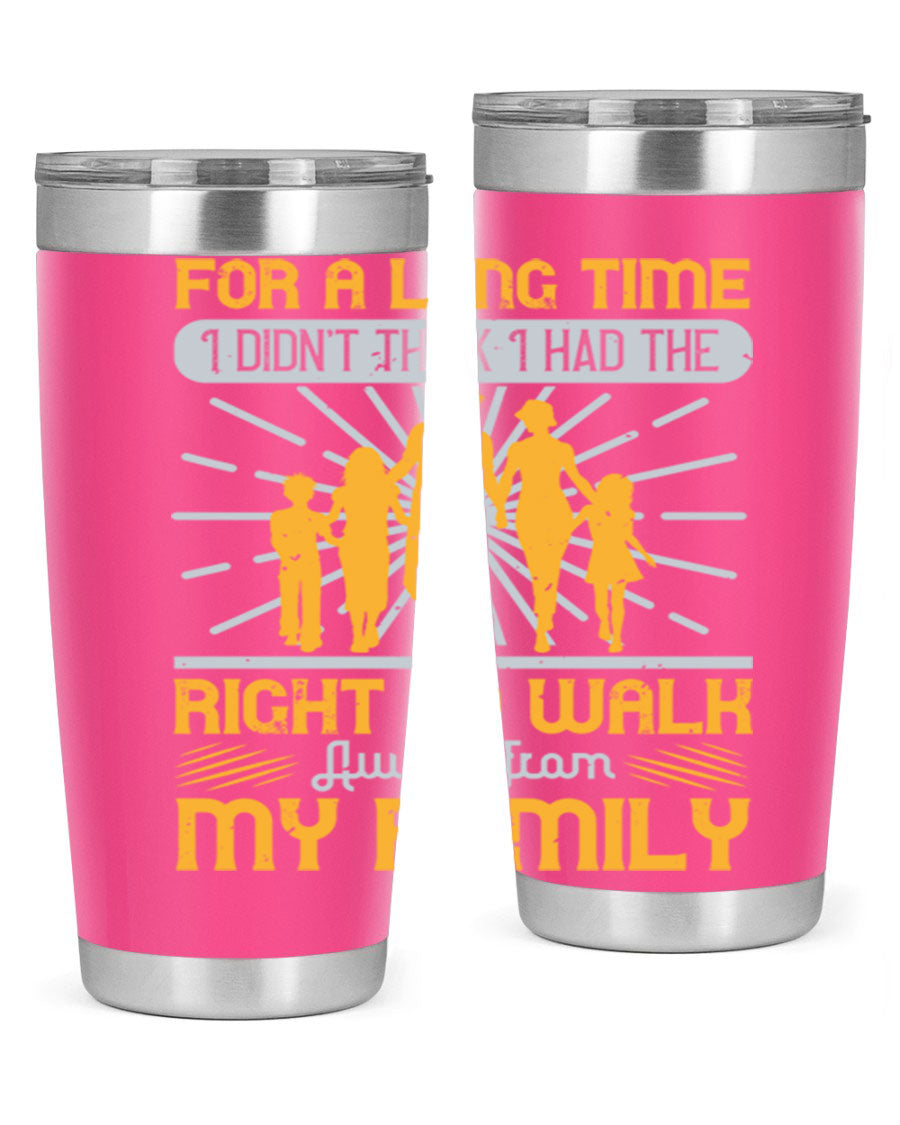A stylish 20oz stainless steel tumbler with a heartfelt message, featuring double wall vacuum insulation and a drink-thru lid.
