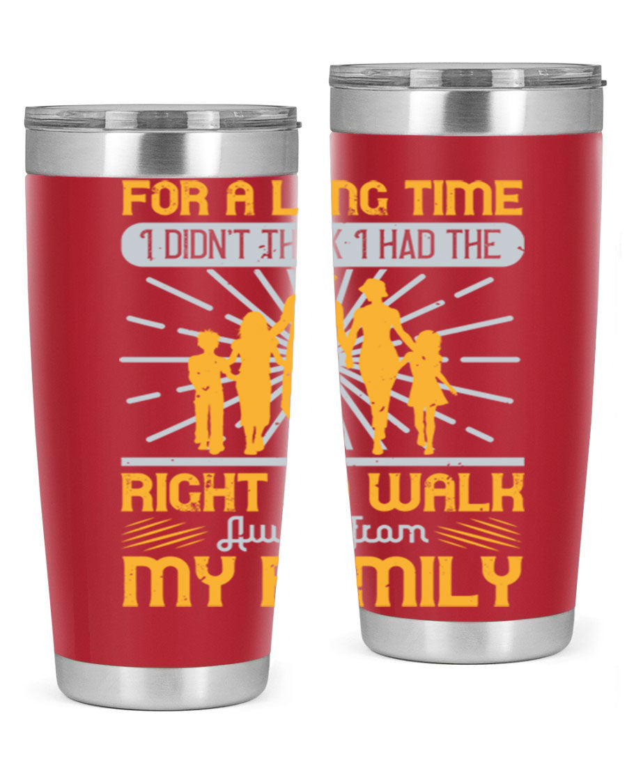 A stylish 20oz stainless steel tumbler with a heartfelt message, featuring double wall vacuum insulation and a drink-thru lid.