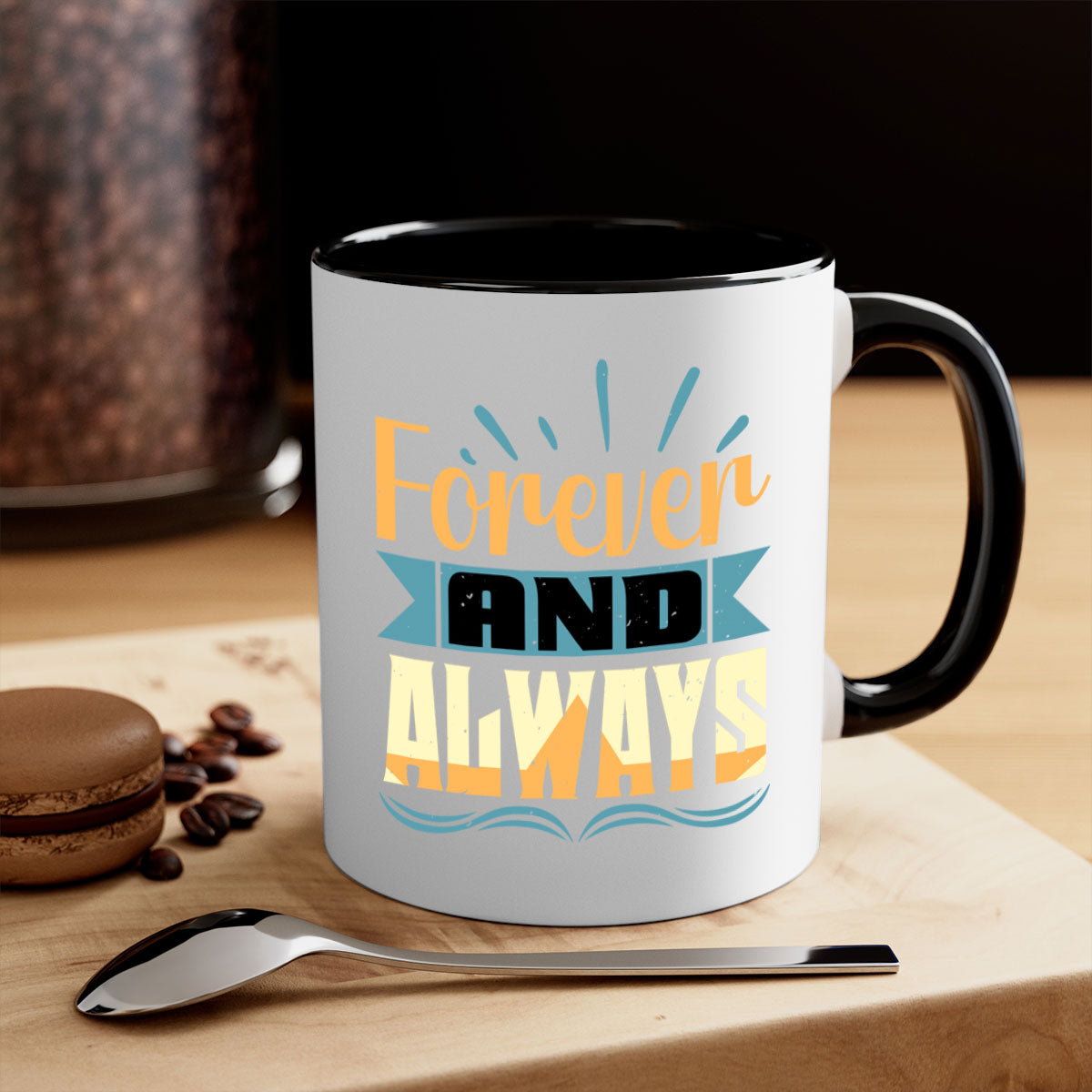 Forever and Always Style 5# Mug with colorful handle and glossy finish, available in multiple colors and sizes.