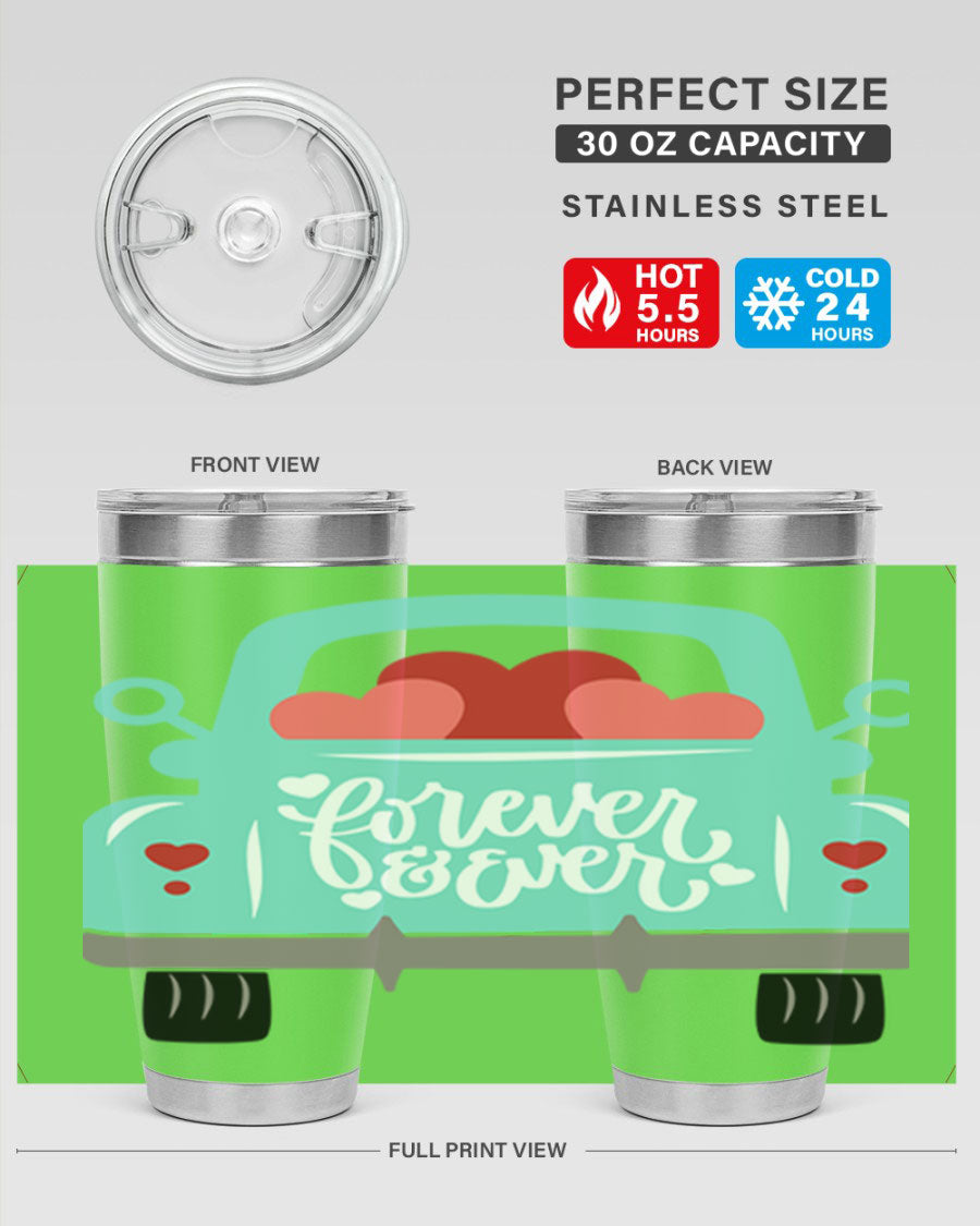Forever Ever 27# Valentine's Day Tumbler in stainless steel with a stylish design, perfect for hot and cold beverages.