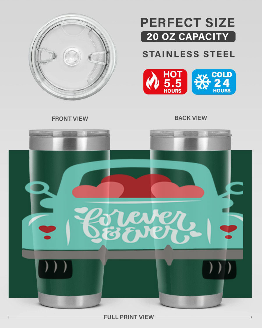 Forever Ever 27# Valentine's Day Tumbler in stainless steel with a stylish design, perfect for hot and cold beverages.