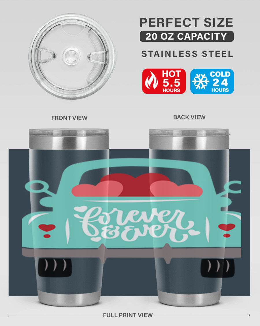 Forever Ever 27# Valentine's Day Tumbler in stainless steel with a stylish design, perfect for hot and cold beverages.