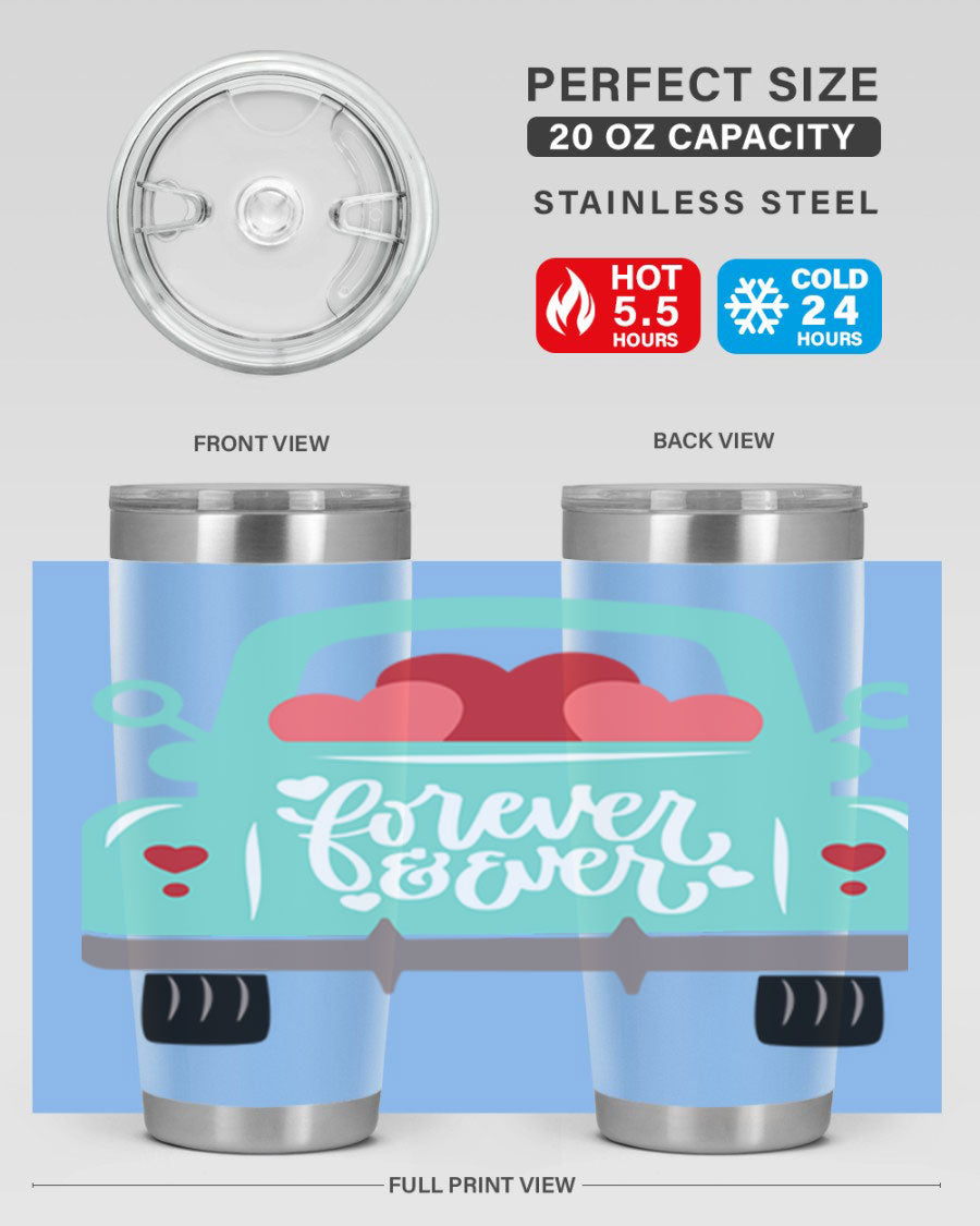 Forever Ever 27# Valentine's Day Tumbler in stainless steel with a stylish design, perfect for hot and cold beverages.