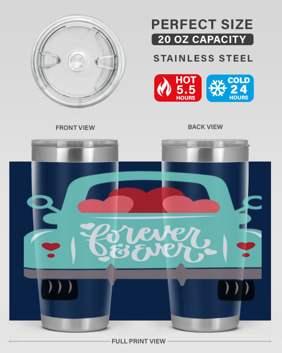 Forever Ever 27# Valentine's Day Tumbler in stainless steel with a stylish design, perfect for hot and cold beverages.