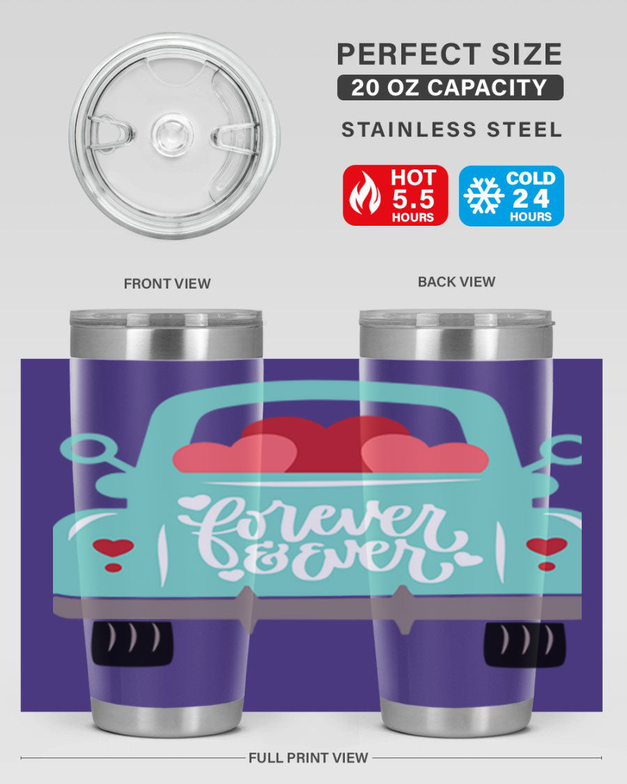 Forever Ever 27# Valentine's Day Tumbler in stainless steel with a stylish design, perfect for hot and cold beverages.