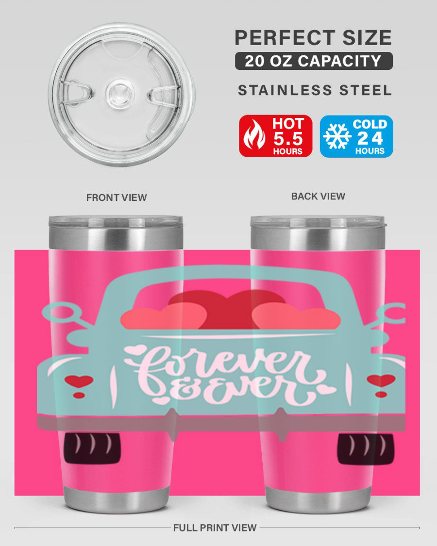 Forever Ever 27# Valentine's Day Tumbler in stainless steel with a stylish design, perfect for hot and cold beverages.