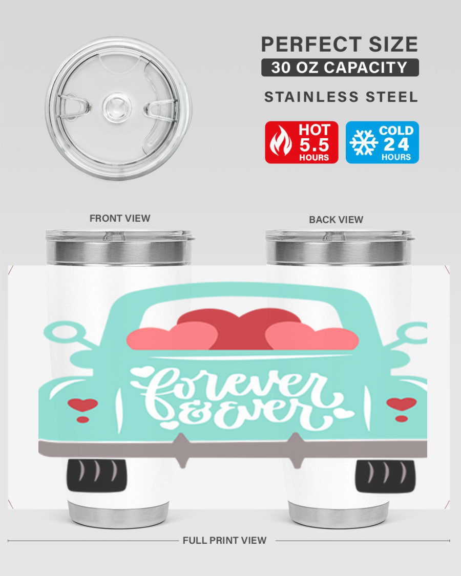 Forever Ever 27# Valentine's Day Tumbler in stainless steel with a stylish design, perfect for hot and cold beverages.