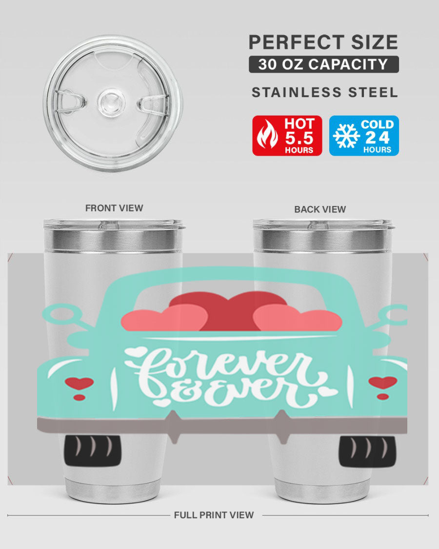Forever Ever 27# Valentine's Day Tumbler in stainless steel with a stylish design, perfect for hot and cold beverages.