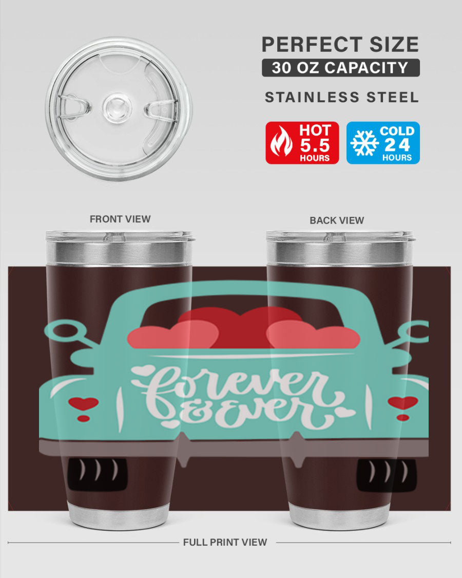 Forever Ever 27# Valentine's Day Tumbler in stainless steel with a stylish design, perfect for hot and cold beverages.