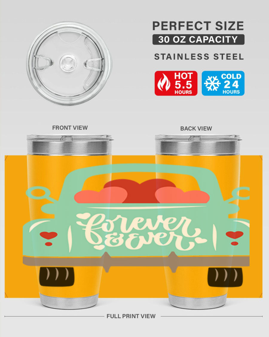 Forever Ever 27# Valentine's Day Tumbler in stainless steel with a stylish design, perfect for hot and cold beverages.