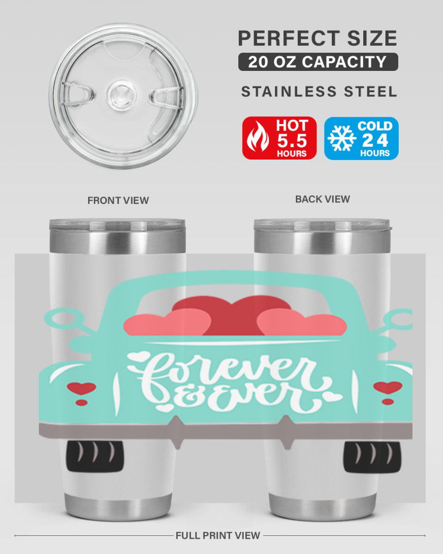 Forever Ever 27# Valentine's Day Tumbler in stainless steel with a stylish design, perfect for hot and cold beverages.
