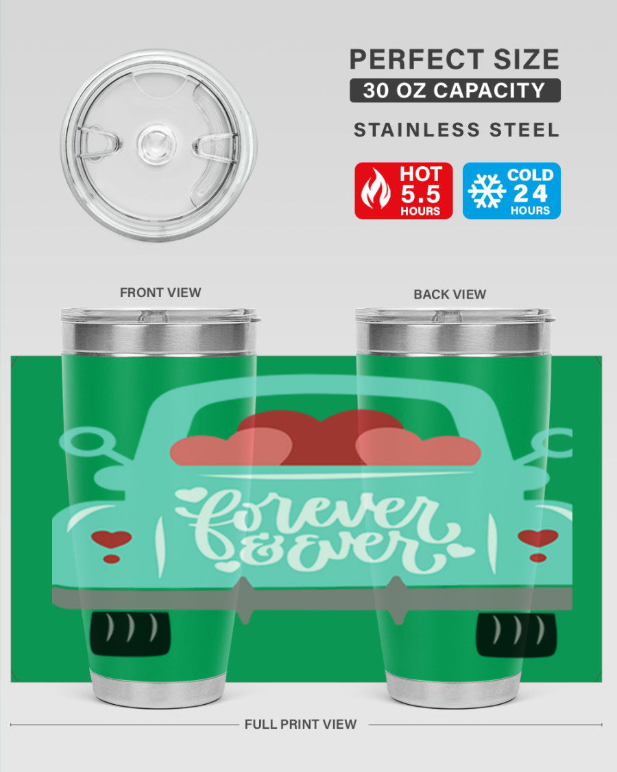 Forever Ever 27# Valentine's Day Tumbler in stainless steel with a stylish design, perfect for hot and cold beverages.
