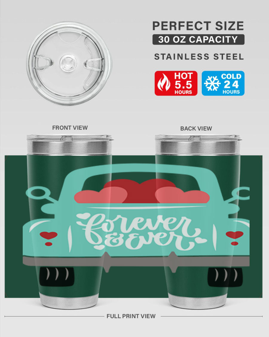 Forever Ever 27# Valentine's Day Tumbler in stainless steel with a stylish design, perfect for hot and cold beverages.