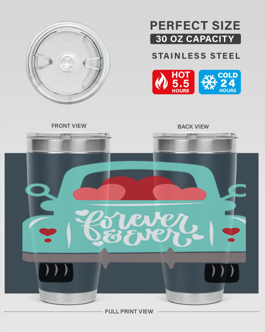Forever Ever 27# Valentine's Day Tumbler in stainless steel with a stylish design, perfect for hot and cold beverages.