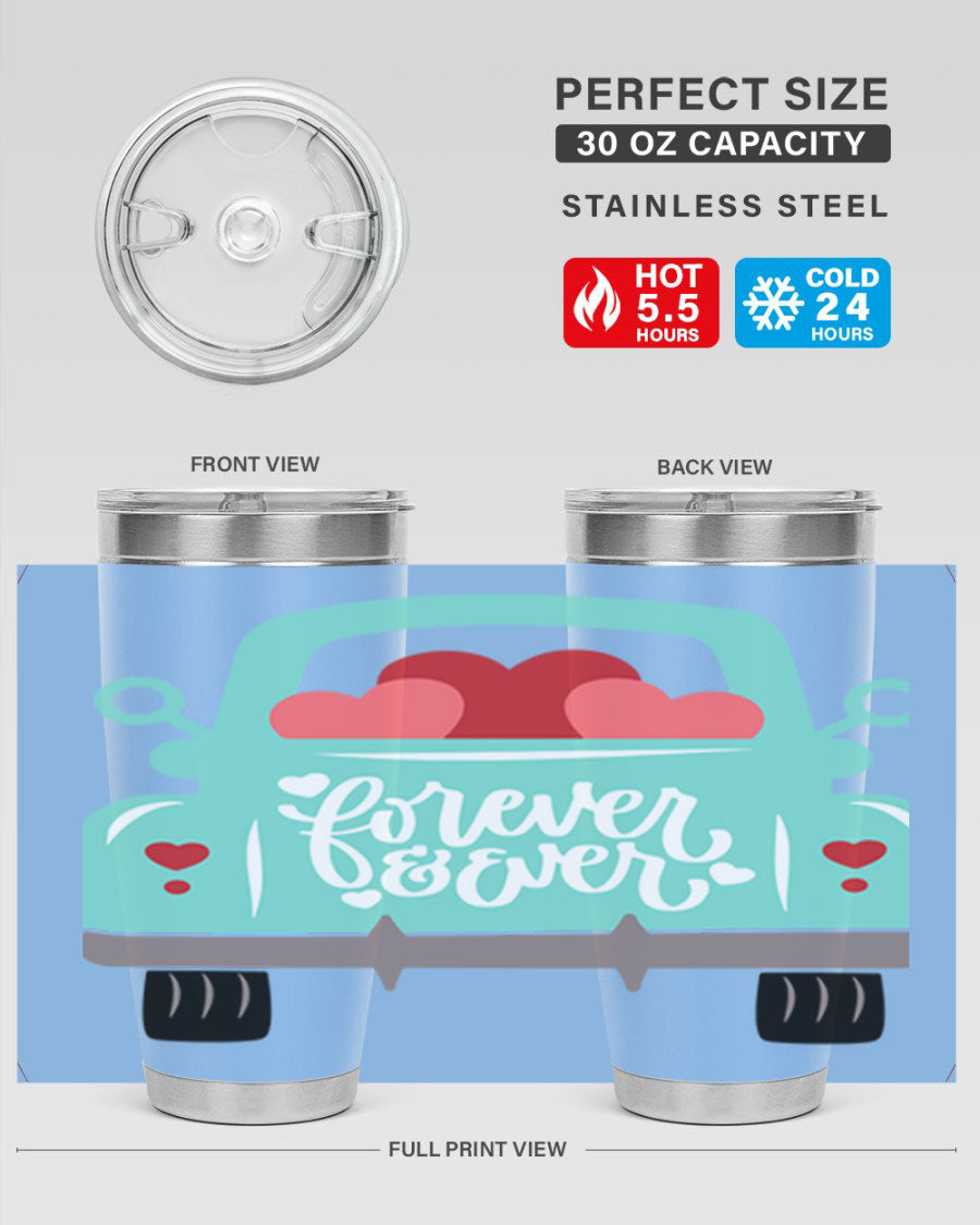 Forever Ever 27# Valentine's Day Tumbler in stainless steel with a stylish design, perfect for hot and cold beverages.