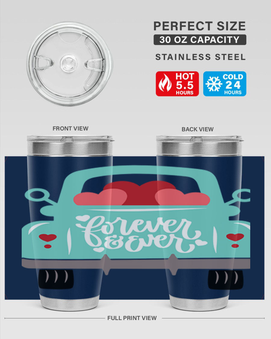 Forever Ever 27# Valentine's Day Tumbler in stainless steel with a stylish design, perfect for hot and cold beverages.