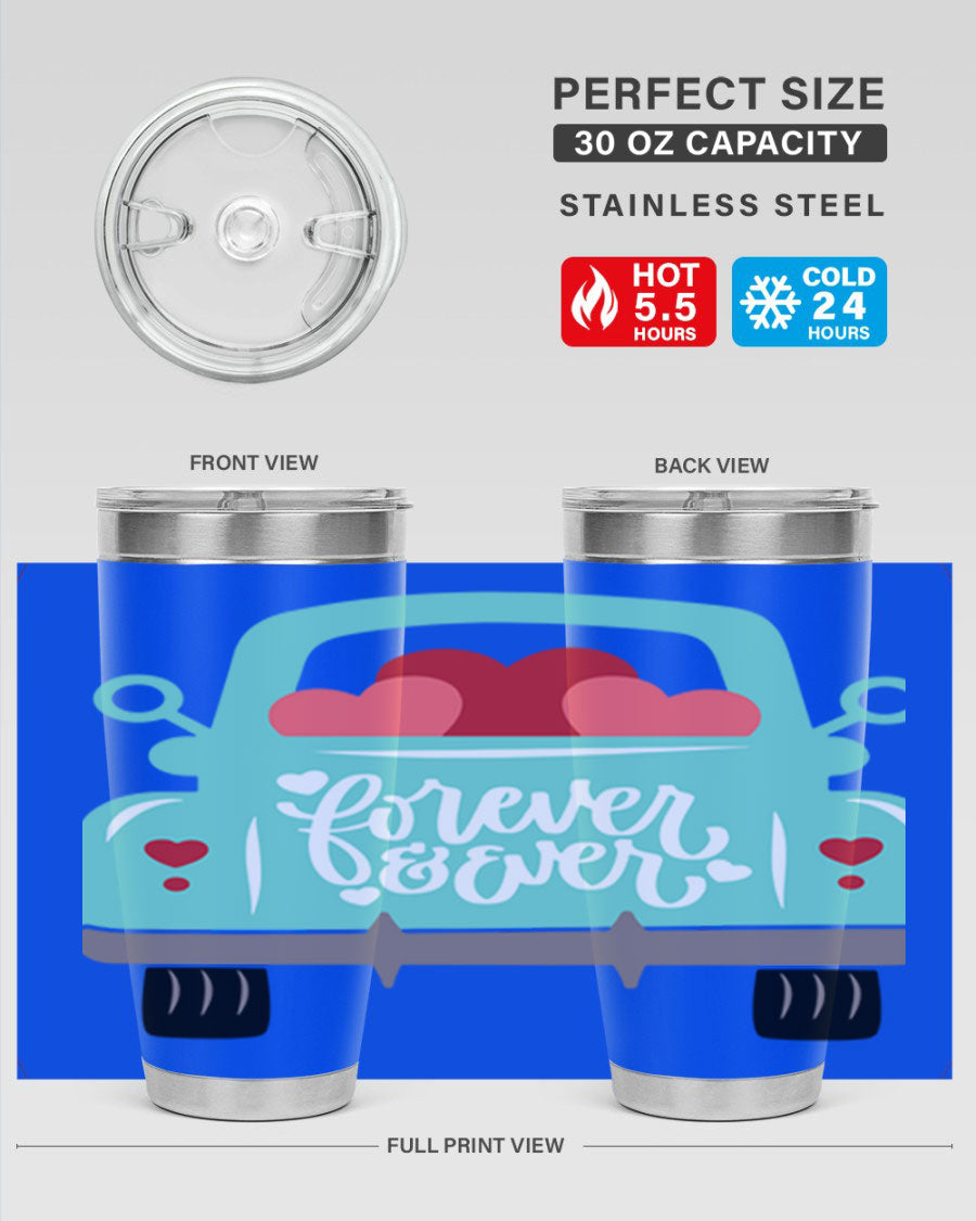 Forever Ever 27# Valentine's Day Tumbler in stainless steel with a stylish design, perfect for hot and cold beverages.