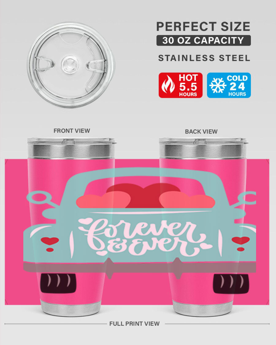 Forever Ever 27# Valentine's Day Tumbler in stainless steel with a stylish design, perfect for hot and cold beverages.