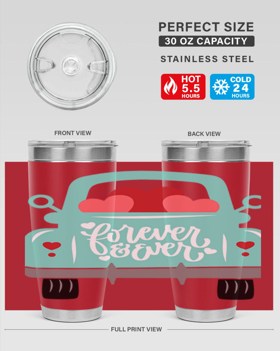 Forever Ever 27# Valentine's Day Tumbler in stainless steel with a stylish design, perfect for hot and cold beverages.