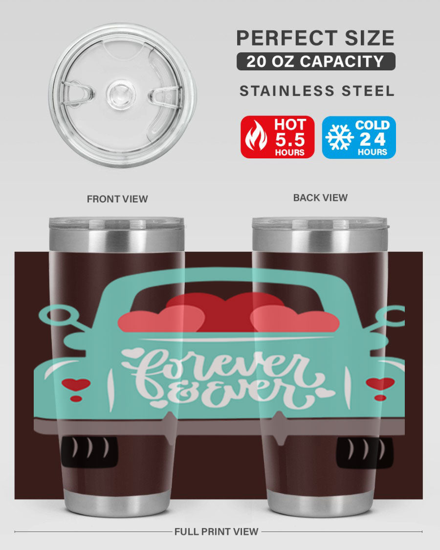 Forever Ever 27# Valentine's Day Tumbler in stainless steel with a stylish design, perfect for hot and cold beverages.