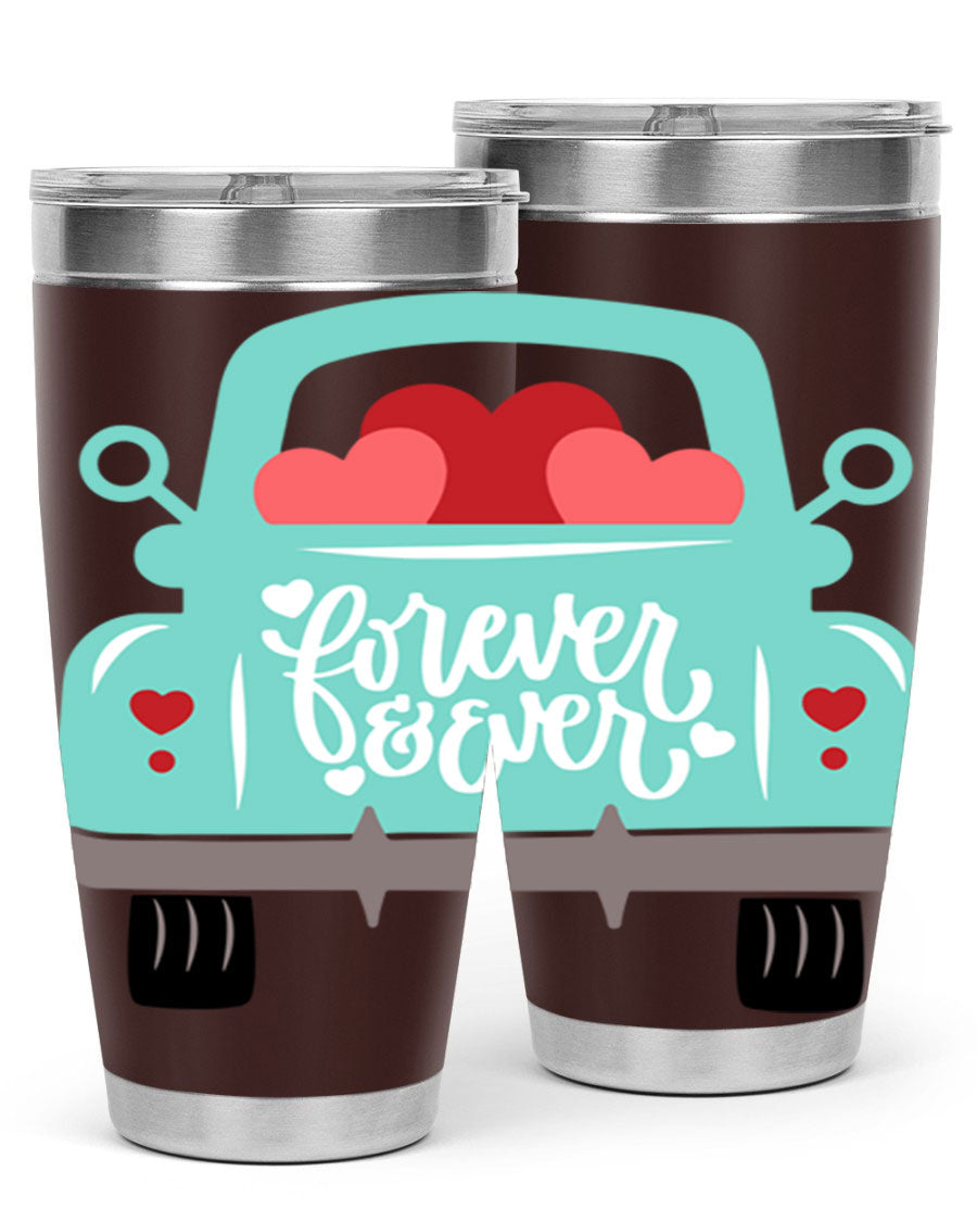 Forever Ever 27# Valentine's Day Tumbler in stainless steel with a stylish design, perfect for hot and cold beverages.