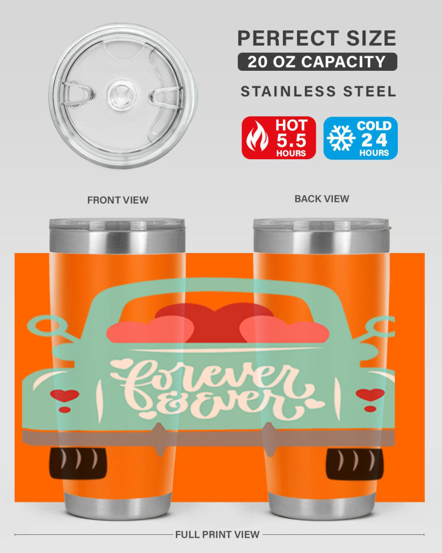 Forever Ever 27# Valentine's Day Tumbler in stainless steel with a stylish design, perfect for hot and cold beverages.