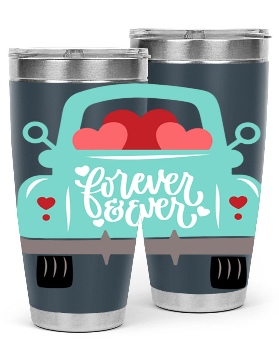 Forever Ever 27# Valentine's Day Tumbler in stainless steel with a stylish design, perfect for hot and cold beverages.