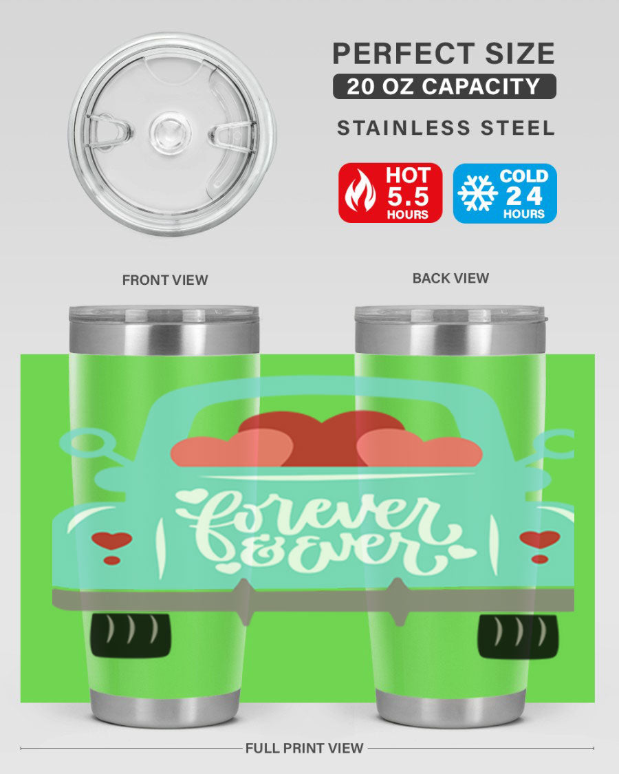 Forever Ever 27# Valentine's Day Tumbler in stainless steel with a stylish design, perfect for hot and cold beverages.