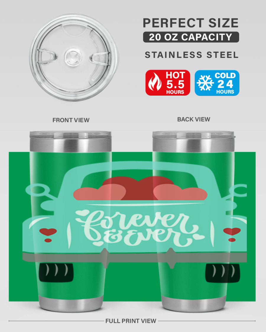 Forever Ever 27# Valentine's Day Tumbler in stainless steel with a stylish design, perfect for hot and cold beverages.