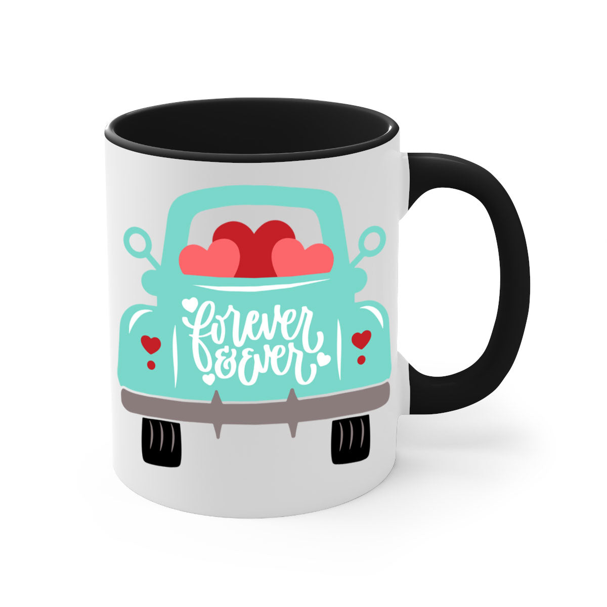 Forever Ever 27# Mug with colorful handle and glossy finish, available in multiple colors and sizes.