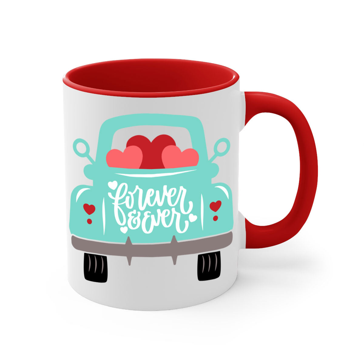 Forever Ever 27# Mug with colorful handle and glossy finish, available in multiple colors and sizes.