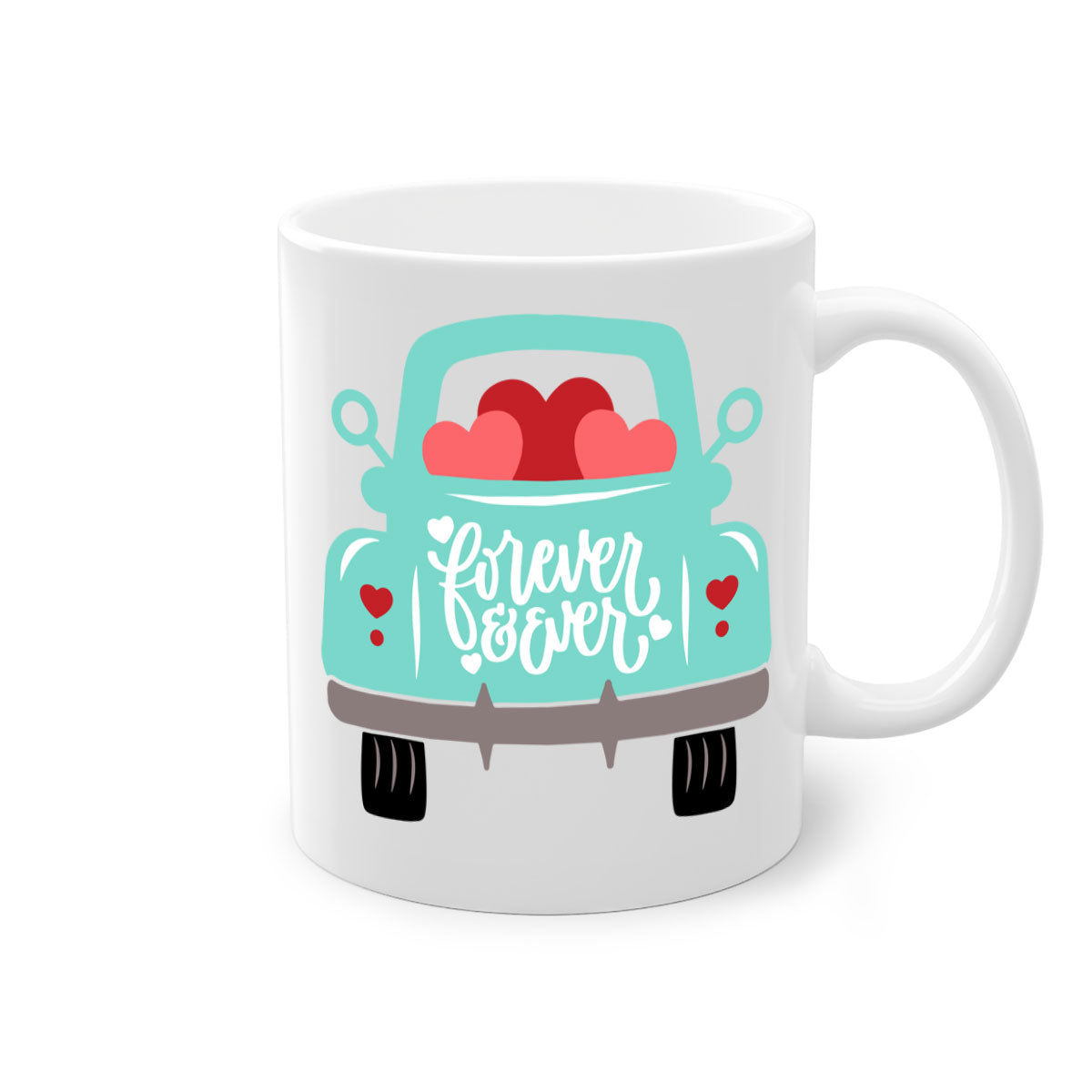 Forever Ever 27# Mug with colorful handle and glossy finish, available in multiple colors and sizes.