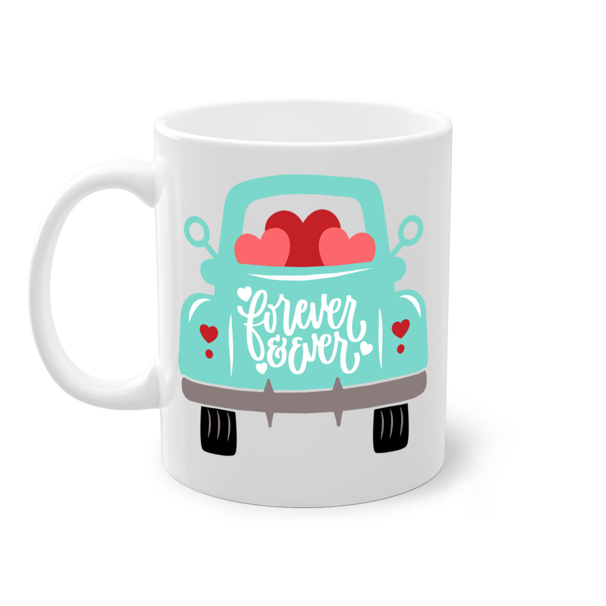 Forever Ever 27# Mug with colorful handle and glossy finish, available in multiple colors and sizes.
