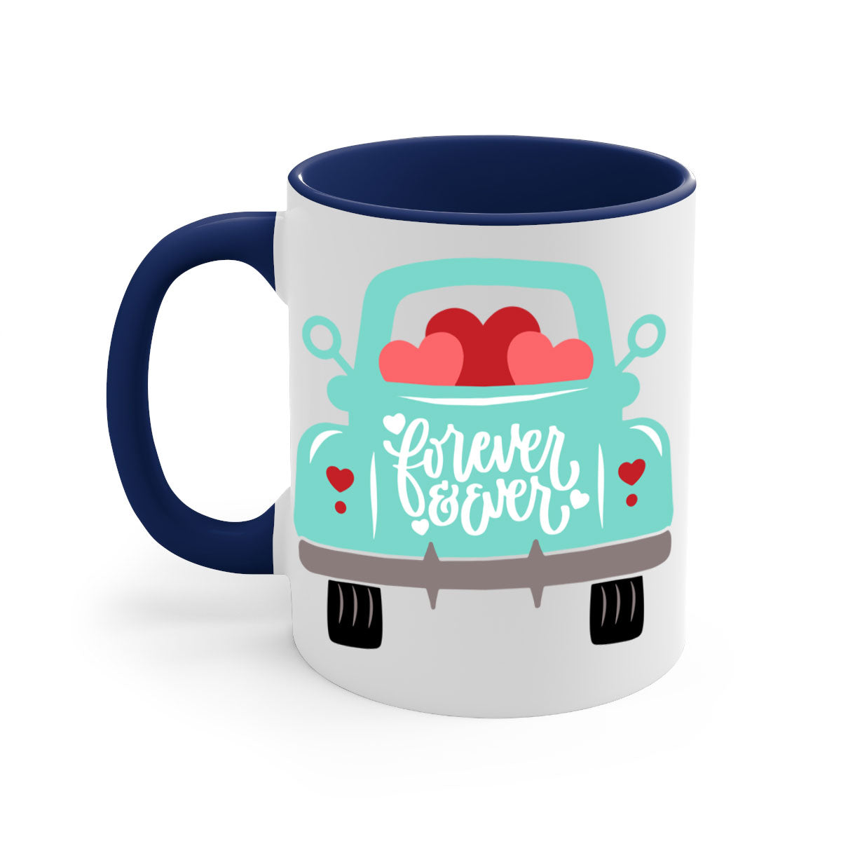 Forever Ever 27# Mug with colorful handle and glossy finish, available in multiple colors and sizes.