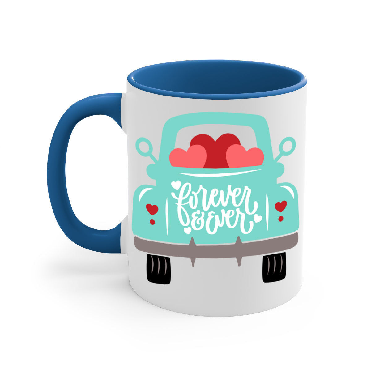 Forever Ever 27# Mug with colorful handle and glossy finish, available in multiple colors and sizes.
